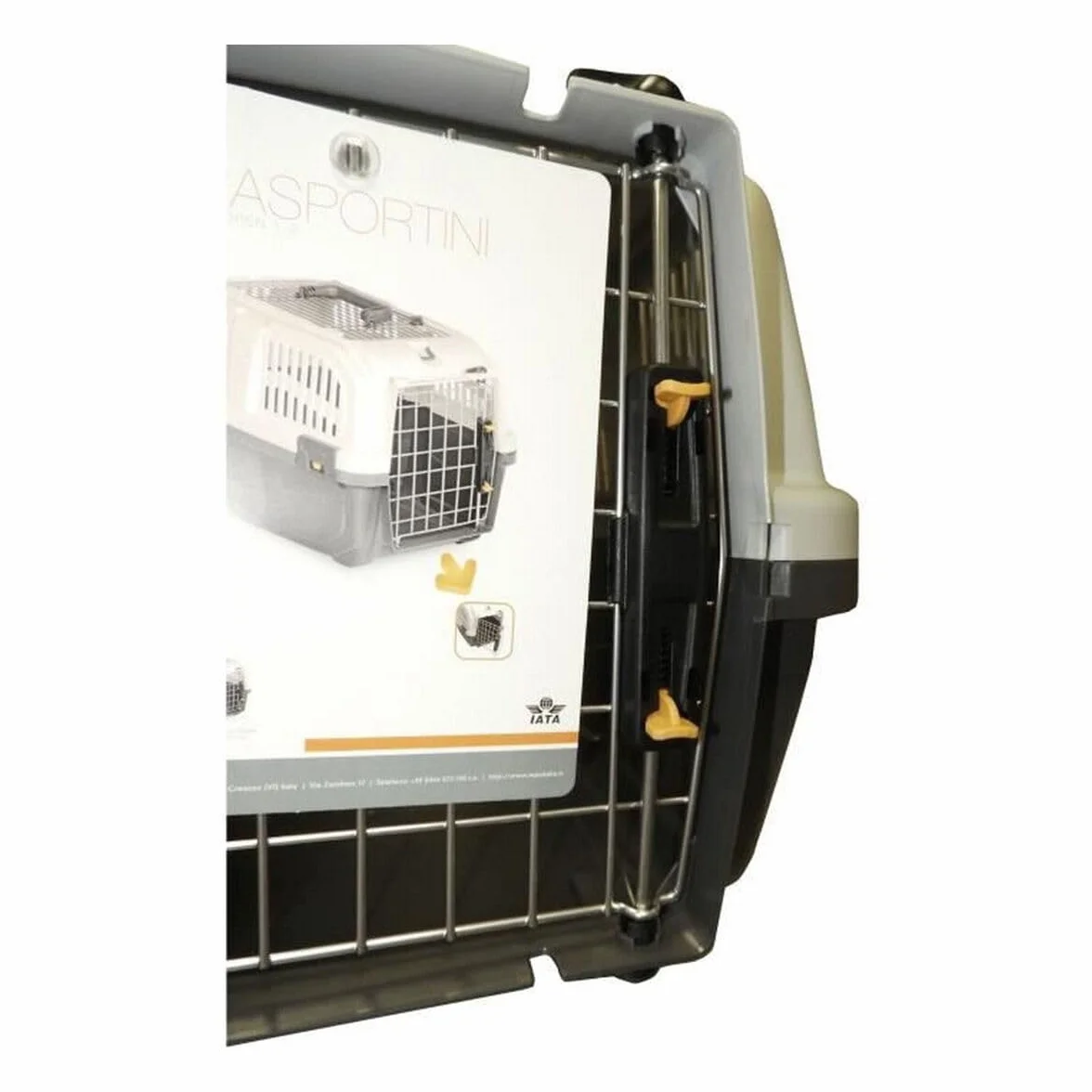 Aimé | Transportin Gato | Transportin Perro | Caja deTransporte con Ventilaciones Laterales, Rejas Metálicas y Pestillo de Seguridad | Color Gris y Dimensiones 56x36x35 cm | Mochila para Perros