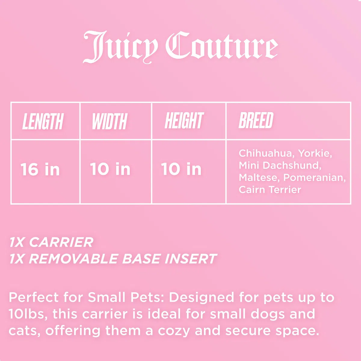Juicy Couture Give Me Treats - Elegante Bolsa de Viaje Rosa Intenso para Perros y Gatos pequeños