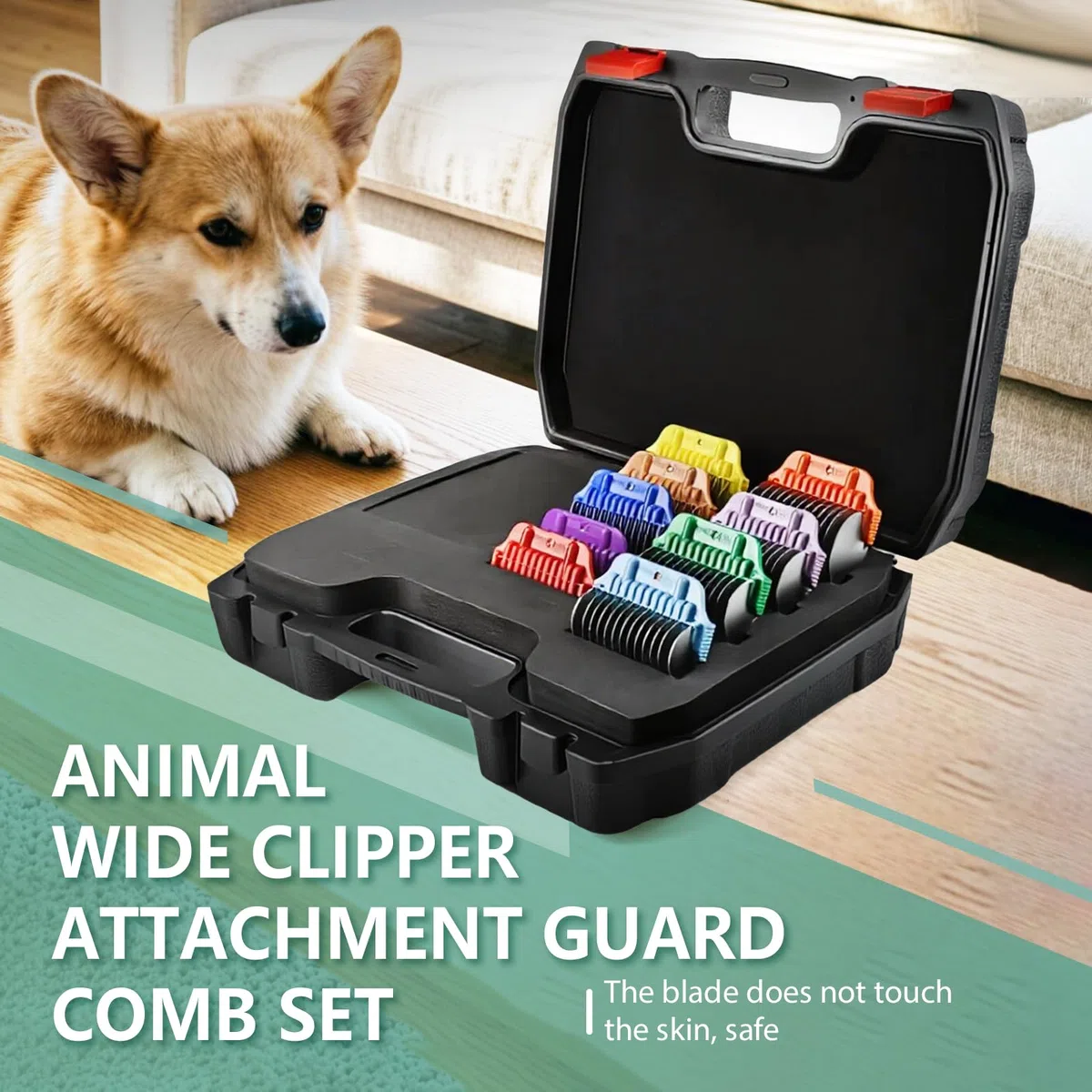 Juego de 9 peines de acero inoxidable para perros | Compatible con cortaúñas de la serie A5 | Diseño a presión | 5 tamaños medianos y 4 tamaños grandes