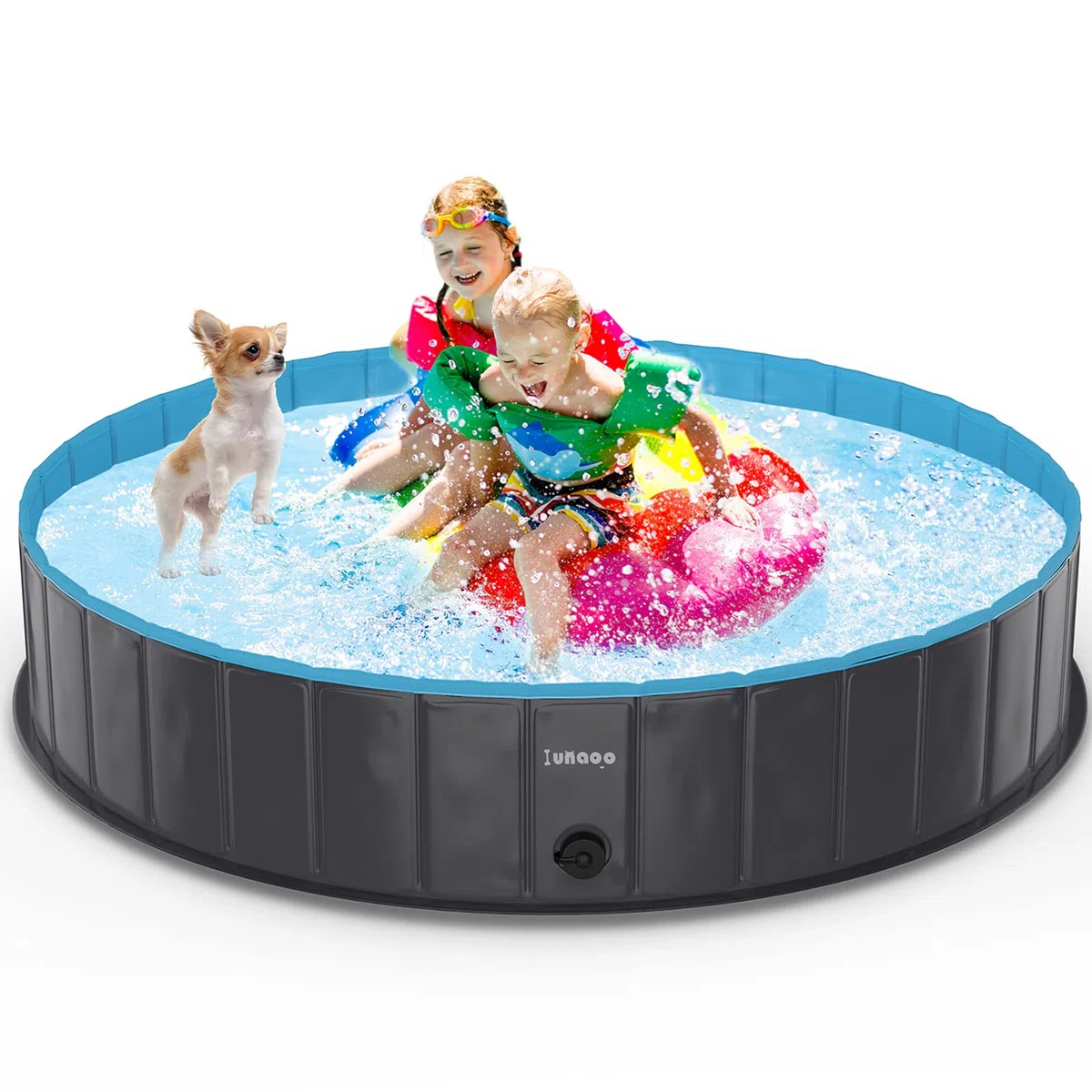Piscina para Perros, Bañera Plegable para Mascotas, Antideslizante y Resistente al Desgaste Bañera para Niños Natación Piscina para Mascotas Perros Grandes y Pequeños, Azul Claro, 160 x 30 cm