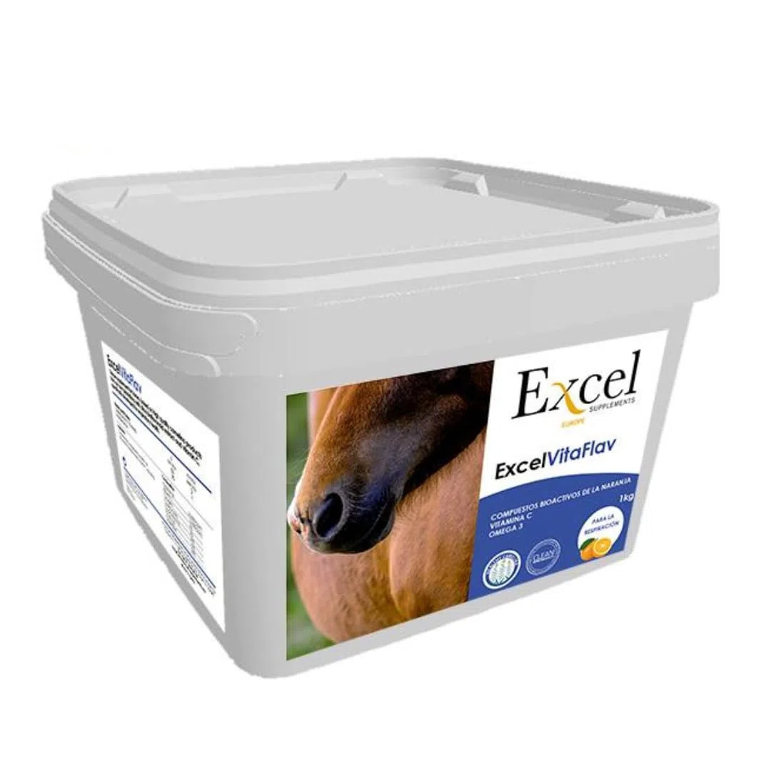 Excel Supplements VITAFLAV - Suplemento Alimenticio para Caballos | Mejora la Capacidad de respiración del Caballo | Aumenta el Rendimiento | Cuidado del Caballo | 1KG