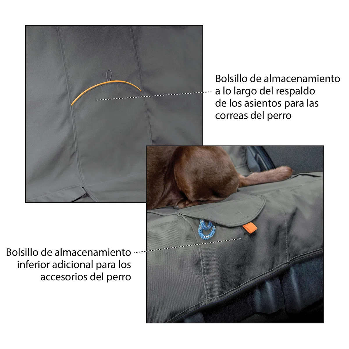 Kurgo Wander - Funda de Asiento de Coche para Perros, Protector de Asiento para Macotas, Ajuste Universal - Negro