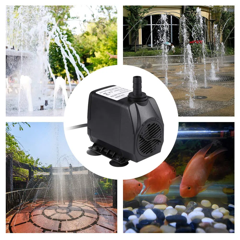 Bomba de Agua Sumergible 4000L/H 80W para Acuario Estanque Pecera Fuente Circulación de Agua Dulce y Marino con 4 Boquillas 4m de Altura