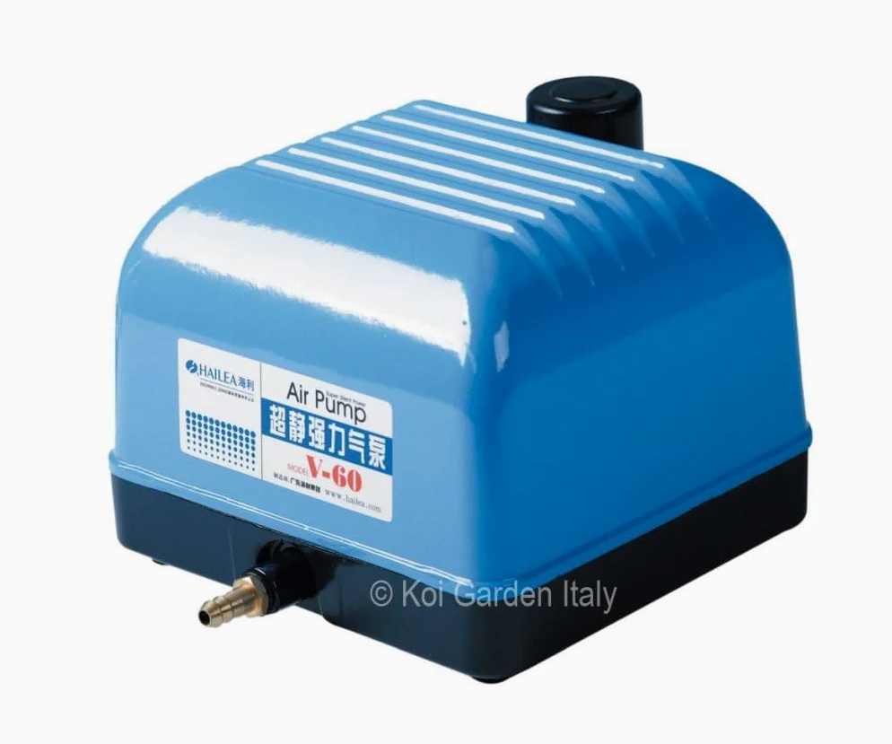 Bomba de aire Hailea V60 para acuario y estanque, hasta 3600 l/h, bomba de diafragma con carcasa de aluminio