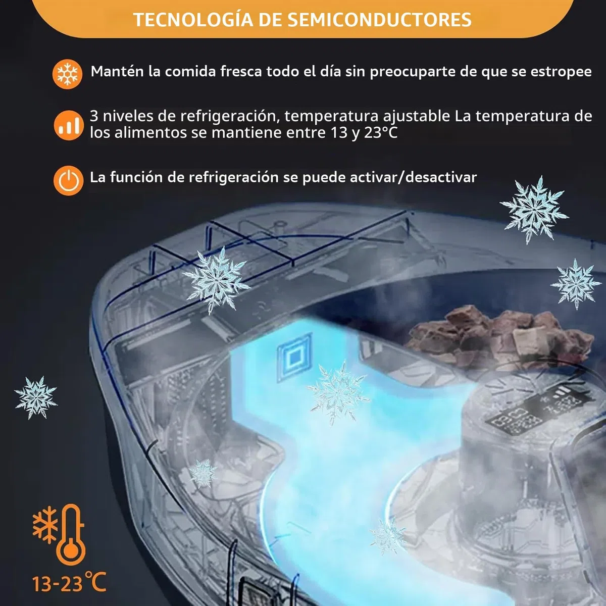 Alimentador automático de Comida húmeda para Gatos con refrigeración, refrigeración semiconductora, con Temporizador, 5 Compartimentos para Alimentos para Mascotas de 330 g Cada uno, Platos de Comida