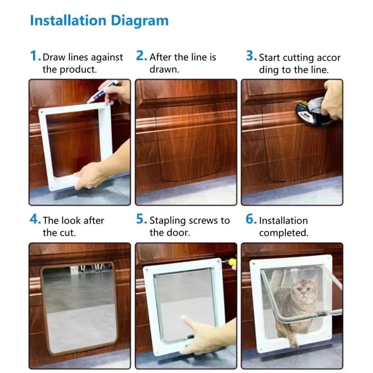 Denash Puerta de Gato con Sensor de Cuello,Puerta de Gato de Detección Automática con 2 Collares Magnéticos de Gato,Puerta de Mascota Activada por Collar para Uso Interior/Exterior