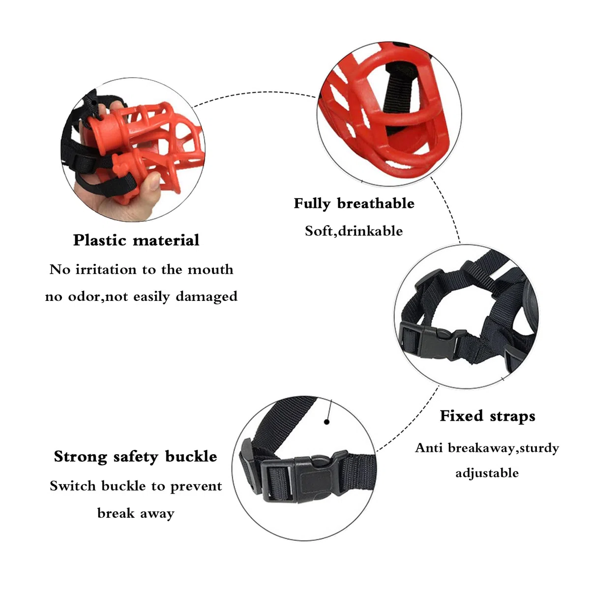 Bozal para Perros, Bozal antiladridos for Perros, Protector de bozal for, Transpirable, Ajustable, diseño humanizado, Permite jadear y Beber(Red,XXS)