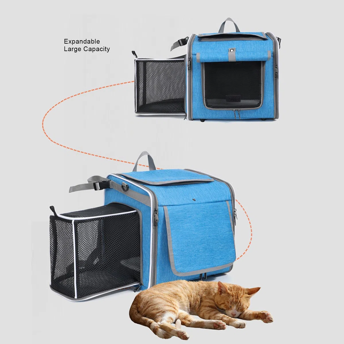 Portabicicletas para Mascotas, Cesta Frontal Expandible con Soporte para Manillar de Liberación Rápida, Tela Oxford Resistente Al Agua para Perros de hasta 8kg (Blue)