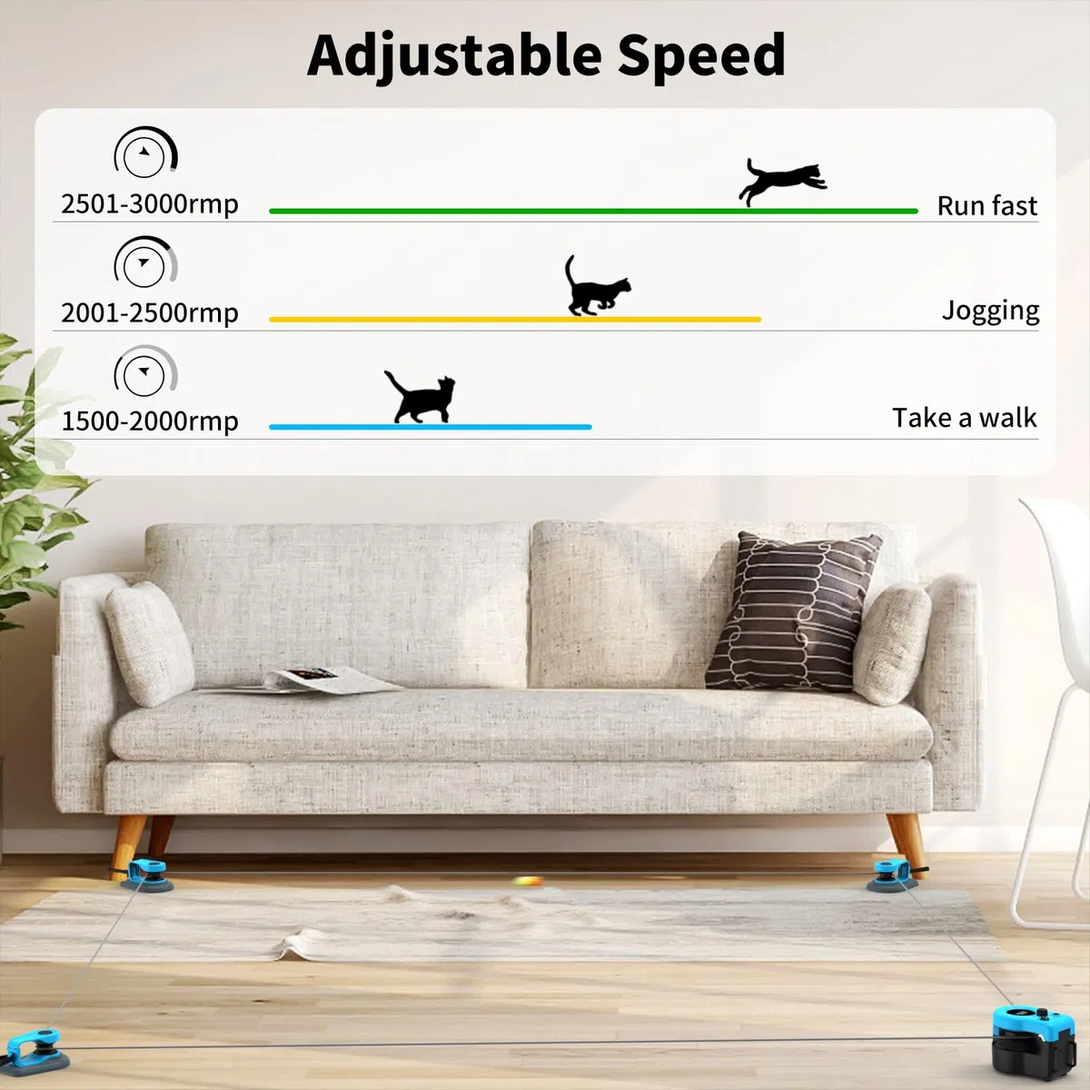 AsFrost Juguete interactivo mejorado para gatos de interior, control automático/manual, juguete de pluma de gato, cinta de correr para gatitos aburridos, cachorros, jugar, persecución, ejercicio, caza