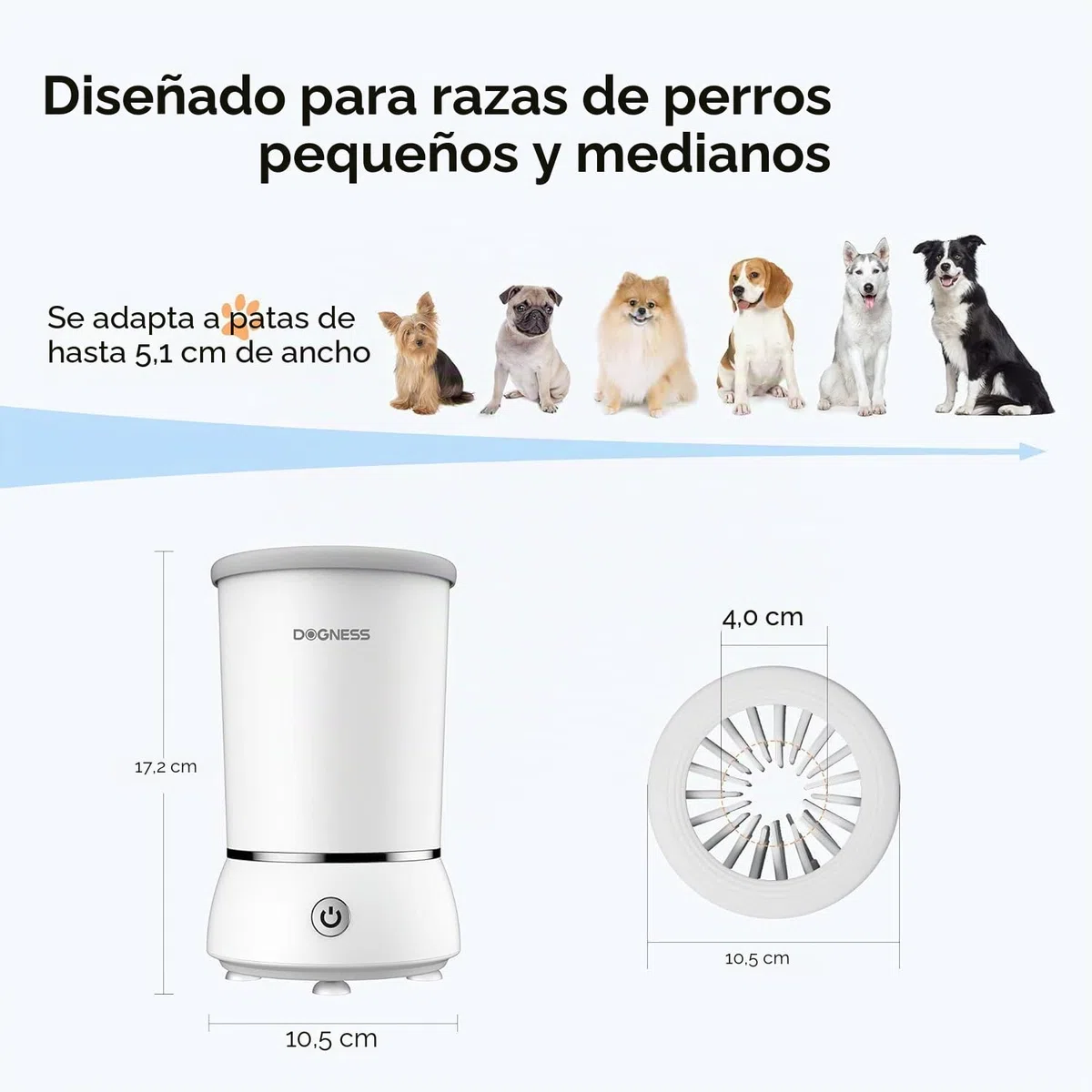DOGNESS Limpiador automático para patas de perros, eléctrico, recargable a través de USB, a 360°, para la limpieza de las patas del perro