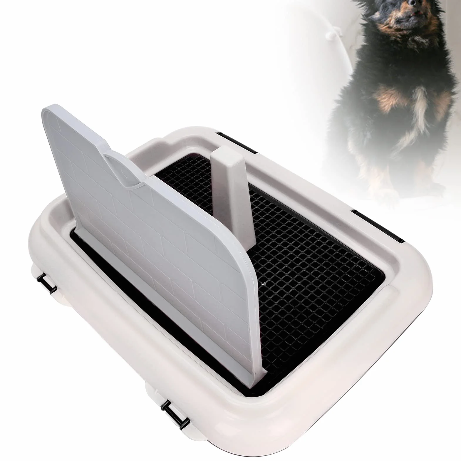 KIMISS Inodoro para Perros en Interiores, Orinal para Gatos Valla Inodoro para Cachorros Hundeklo Hundetoilette Valptoalett Interior Entrenamiento para Cachorros Bandeja para Orinal para (Negro)