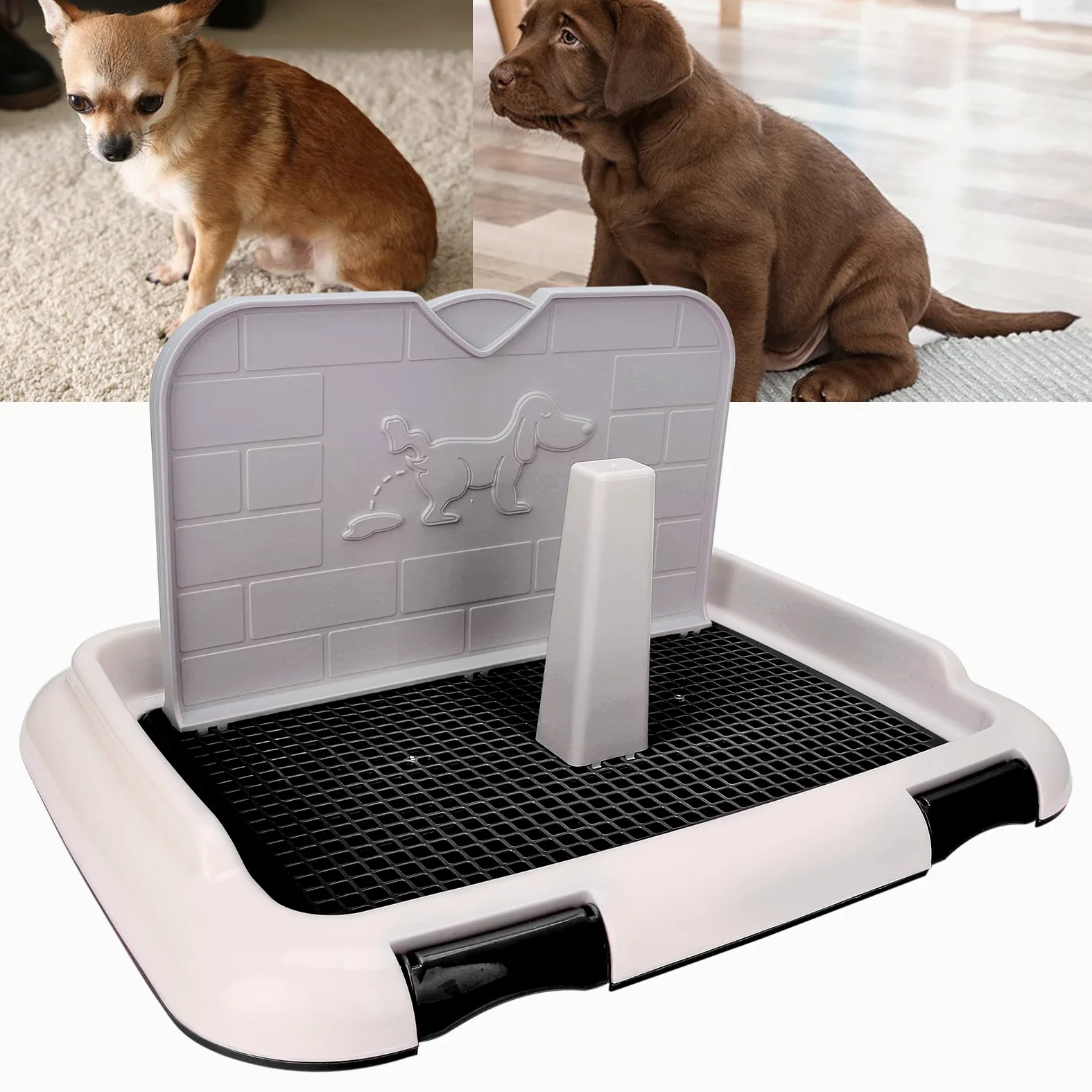 KIMISS Inodoro para Perros en Interiores, Orinal para Gatos Valla Inodoro para Cachorros Hundeklo Hundetoilette Valptoalett Interior Entrenamiento para Cachorros Bandeja para Orinal para (Negro)