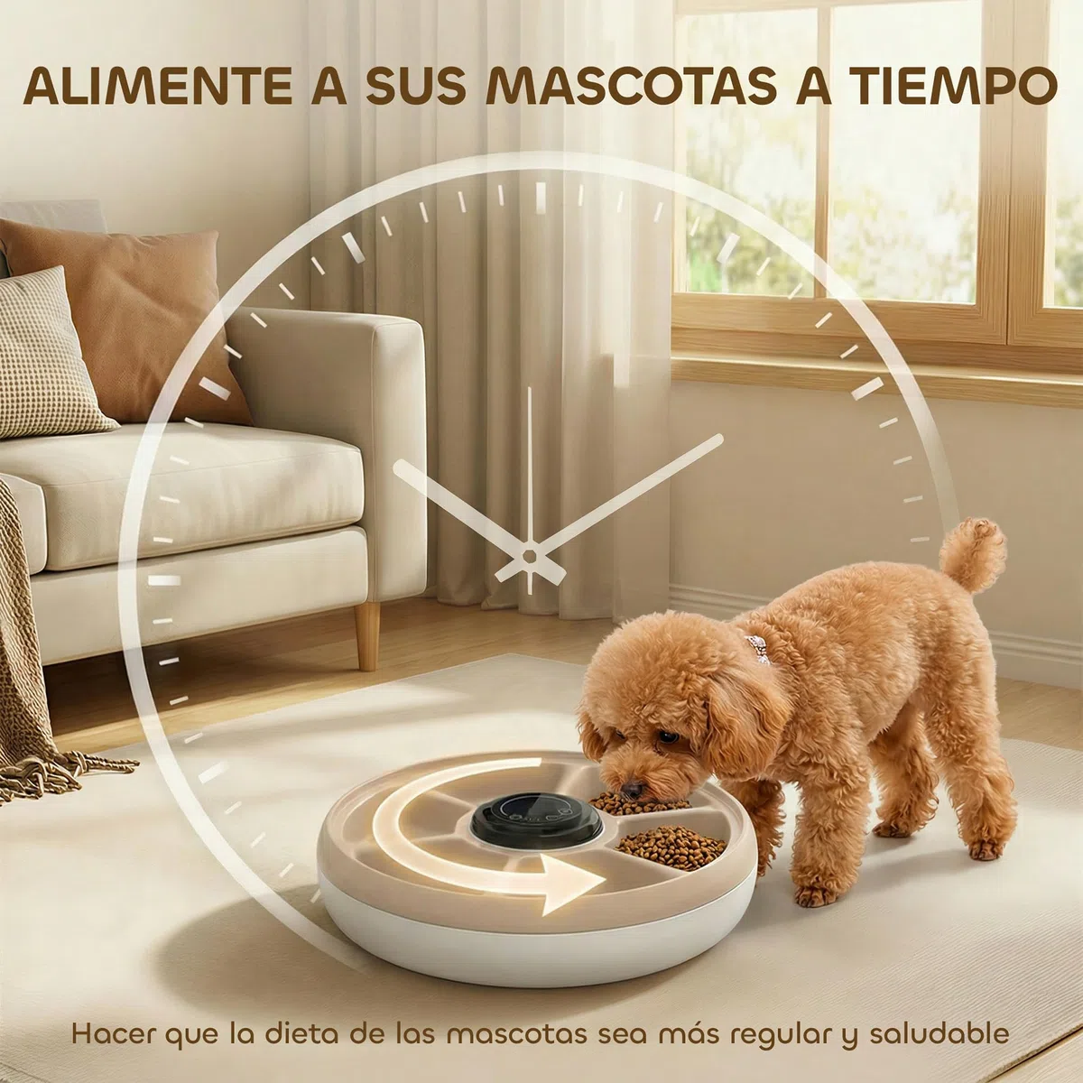PawHut Comedero Automático para Gatos y Perros, Dispensador de Comida para Gatos con Temporizador Programable, Paquete de Hielo, 6 Cuencos, Pantalla LED, Funciona con Baterías, para Secos y Húmedos