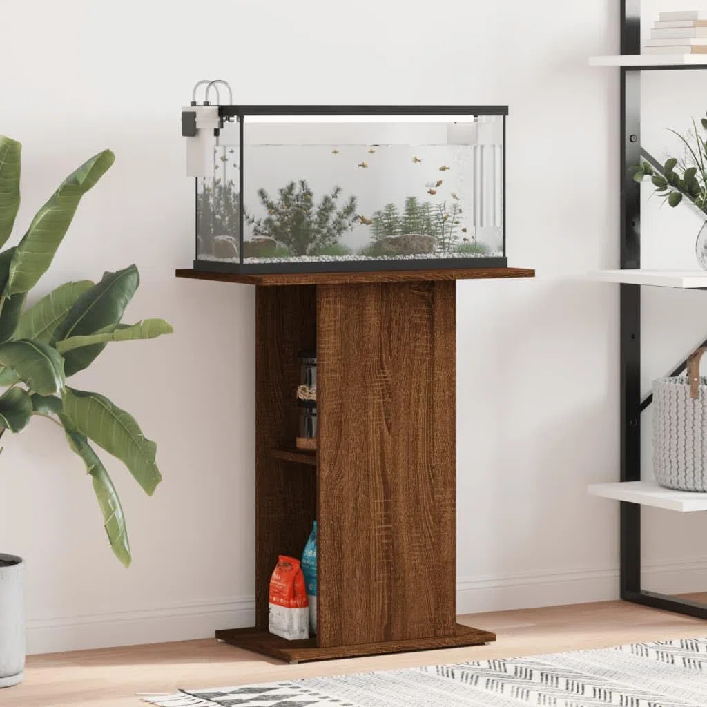 vidaXL Soporte Acuario Madera ingeniería marrón Roble 60,5x36x72,5 cm
