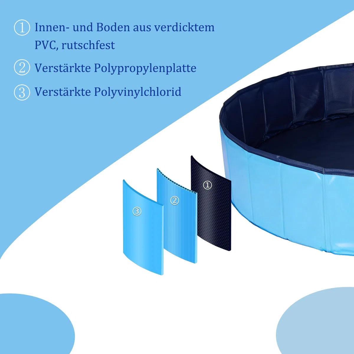 Piscina plegable para perros, utilizable como piscina para chapotear, bañera para perros, piscina o piscina de bolas para perros pequeños y grandes, 160x30cm