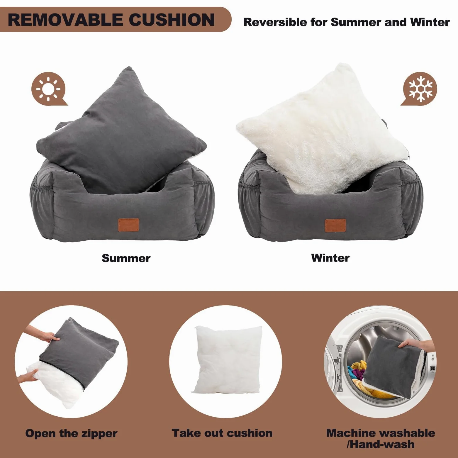Asiento Perro Coche Pequeño Mediano,Asiento Elevador de Coche para Perros y Gatos,Asiento de Seguridad para Mascotas con Bolsa de Almacenamiento de Arnés, se Puede Desmontar (Gris, Medio)