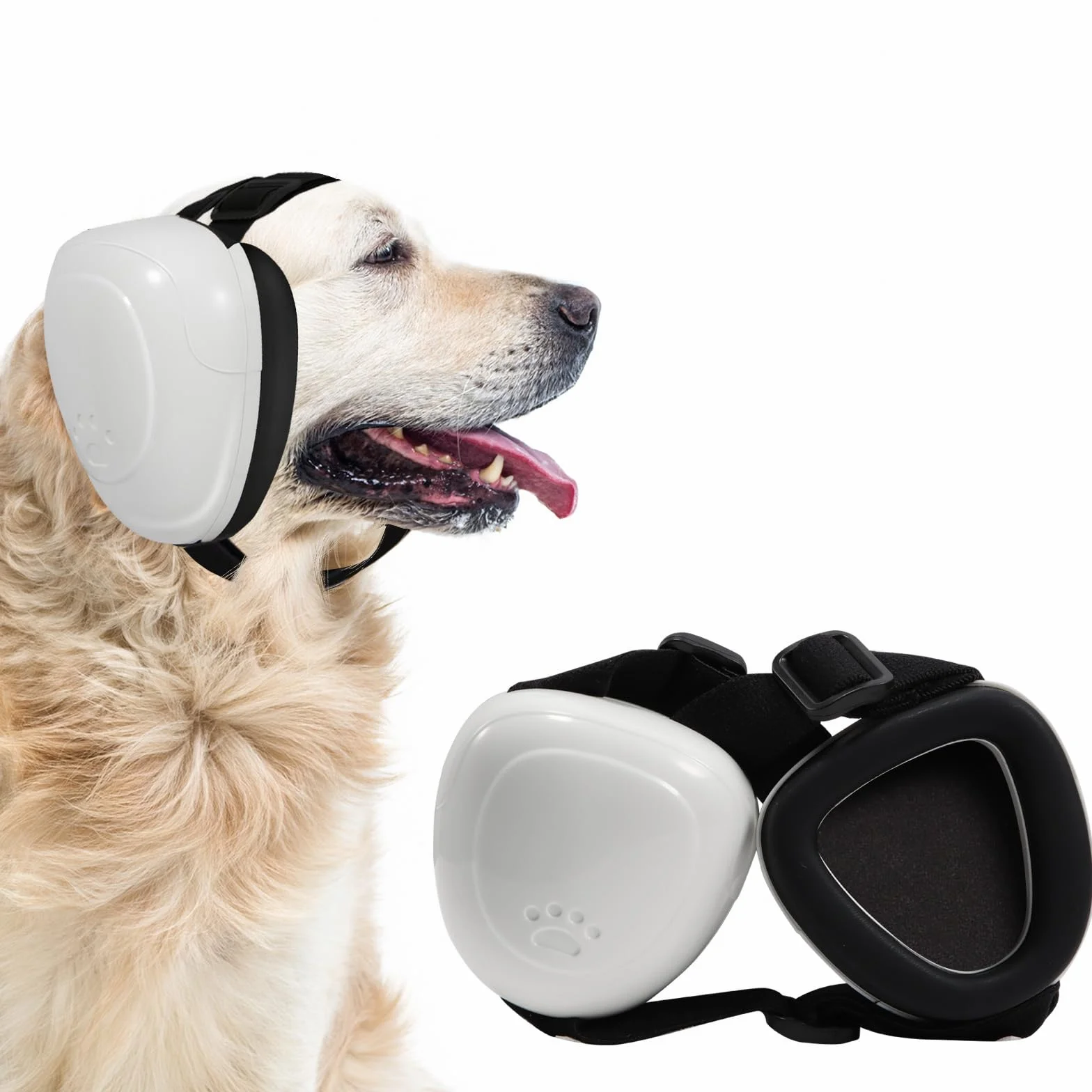 Orejeras para Perros, Protección Auditiva para Perros, Ajustable, Reducción de Ruido, Auriculares para perros (L, Blanco)