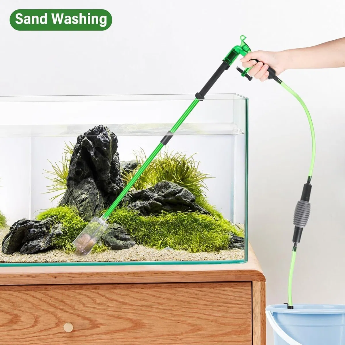 Cambiador de agua manual para pecera, sifón, extractor de manguera, herramienta multifuncional de limpieza de acuarios