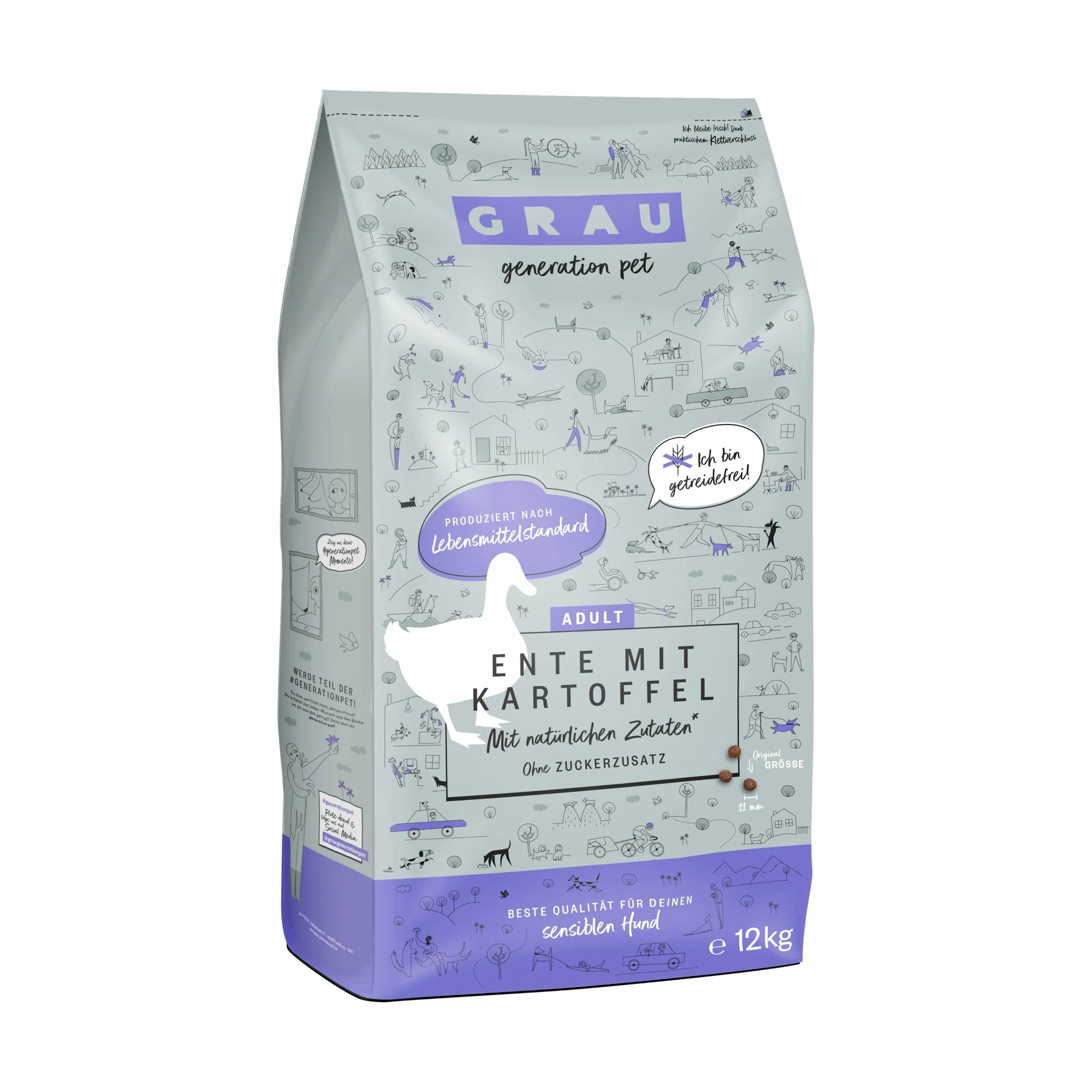 GRAU – El Original – Pienso deshidratado para Perros - Pato y Patatas, Pack Individual (1 x 12 kg), sin Cereales, para Perros Adultos delicados