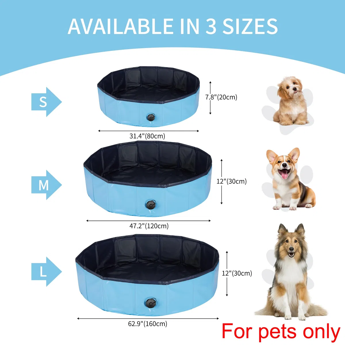Piscina para Perros, 120 x 30 CM, Piscina Plegable para Gatos, Antideslizante y Resistente al Desgaste de PVC, para Perros Grandes, Medianos y Pequeños