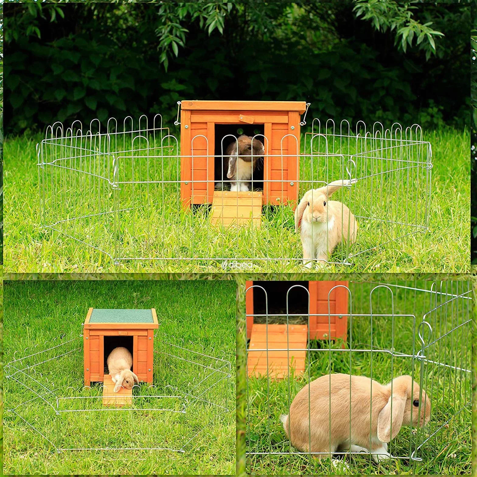 lionto Conejera de Madera caseta Exterior para Mascotas pequeñas cobertizo 43x43x52 cm