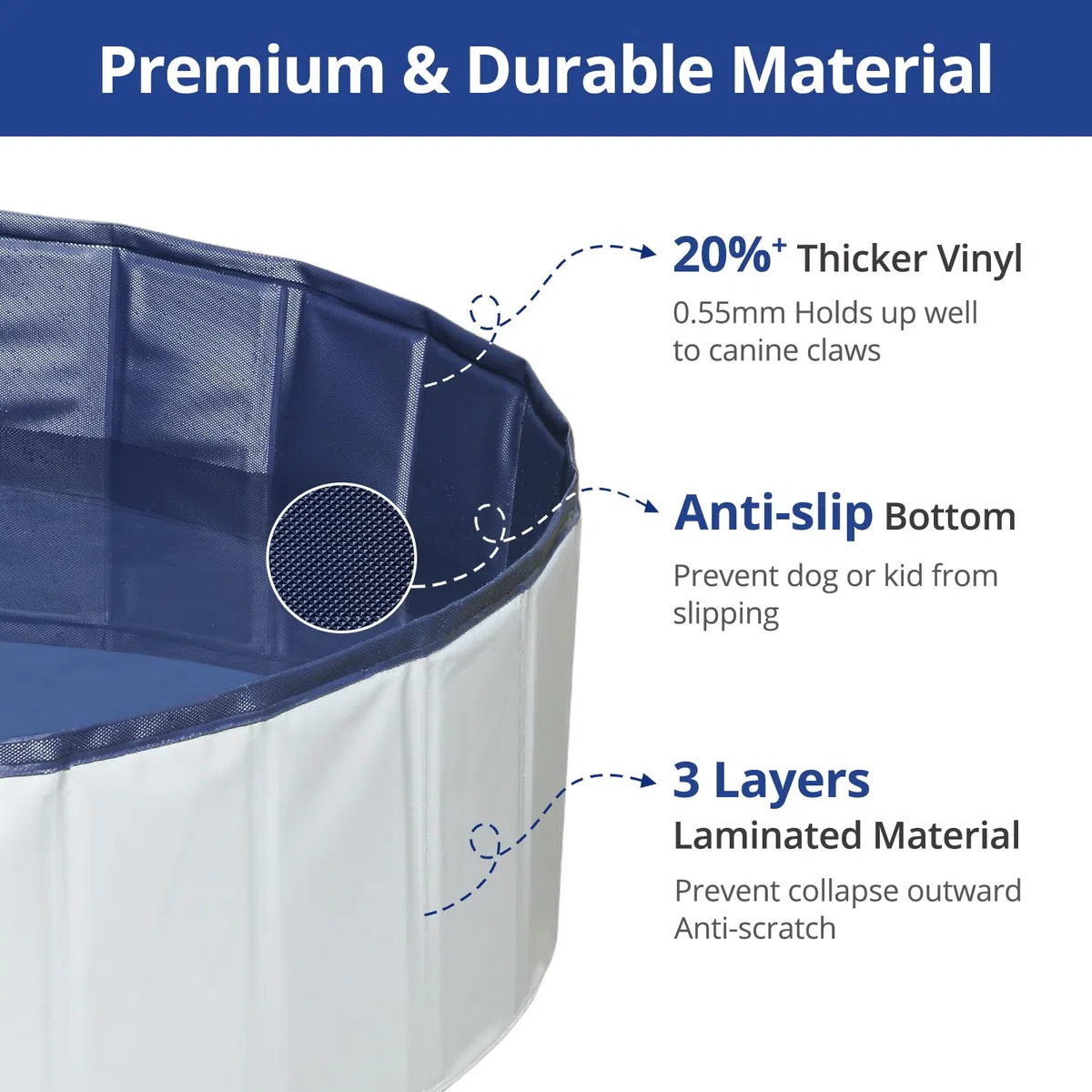Piscina para Perros Grandes 120x30 cm, Portátil, Piscina Plegable (L), Redondo