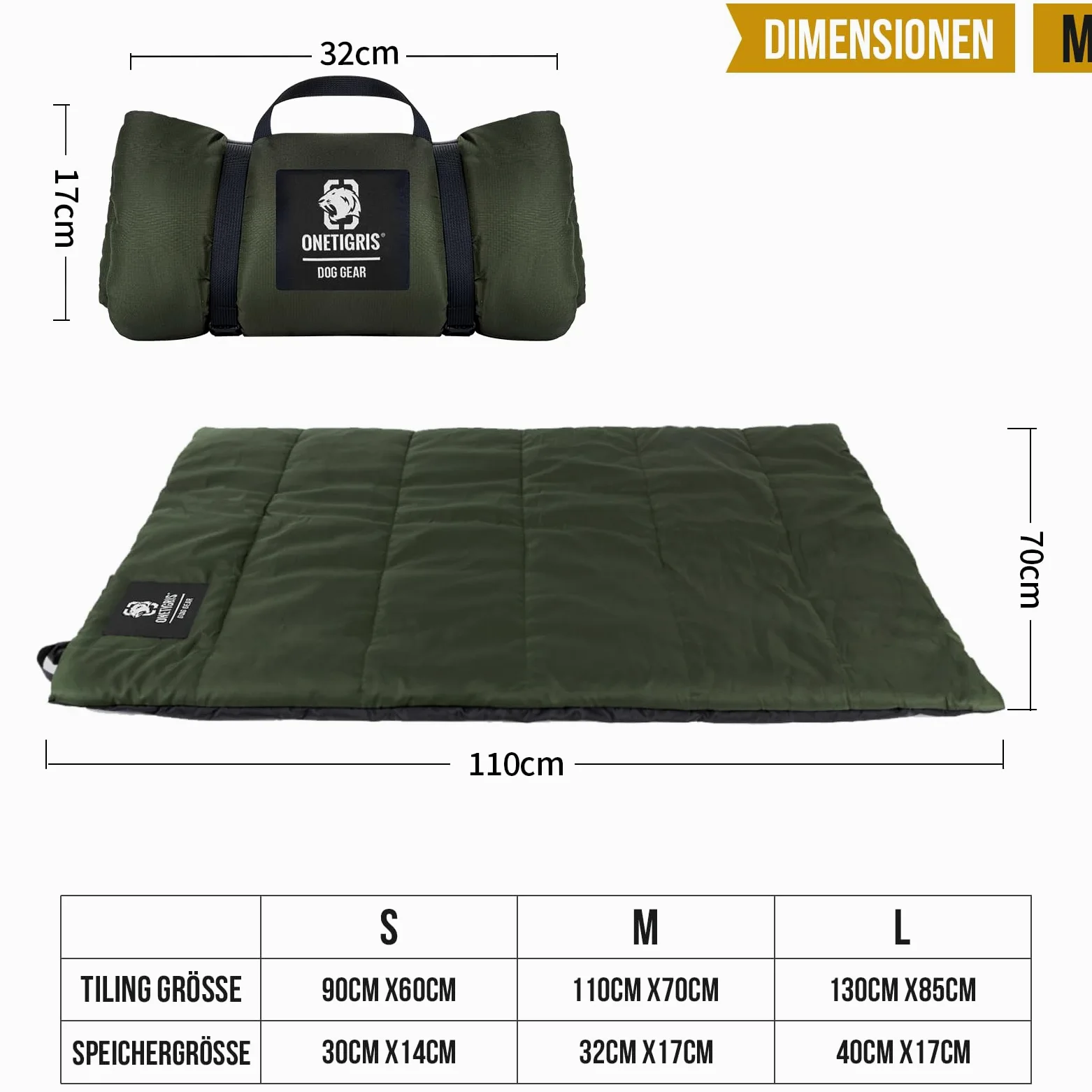 OneTigris Manta para Perro Lavable a máquina, colchoneta para Perro Comodidad y suavidad Cama para Perro para Viajar Camping al Aire Libre, 110cm x 68cm