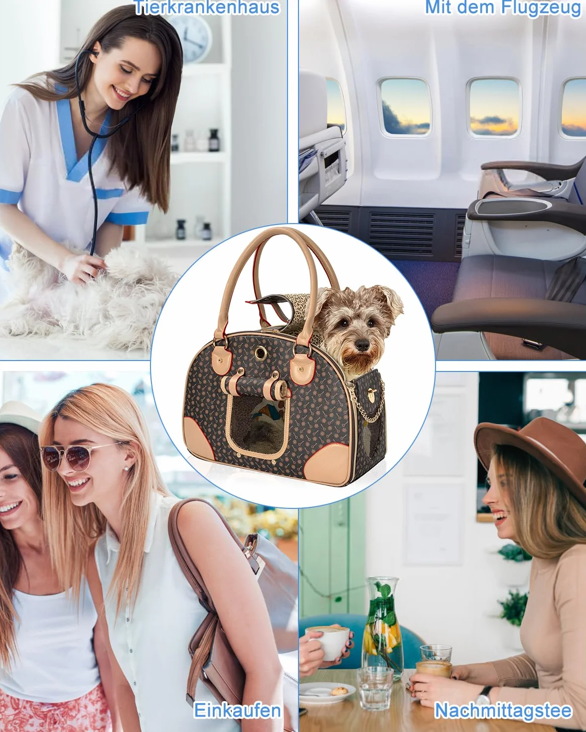 OUUTMEE Bolsa para perro, portátil, 42 x 18 x 31 cm, bolsa de transporte para perros, hasta 4 kg, adecuada para transportar perros pequeños y gatos en viajes
