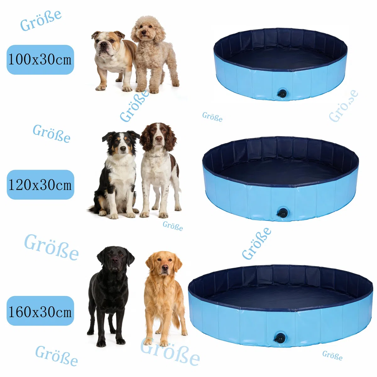 Piscina plegable para perros, utilizable como piscina para chapotear, bañera para perros, piscina o piscina de bolas para perros pequeños y grandes, 160x30cm