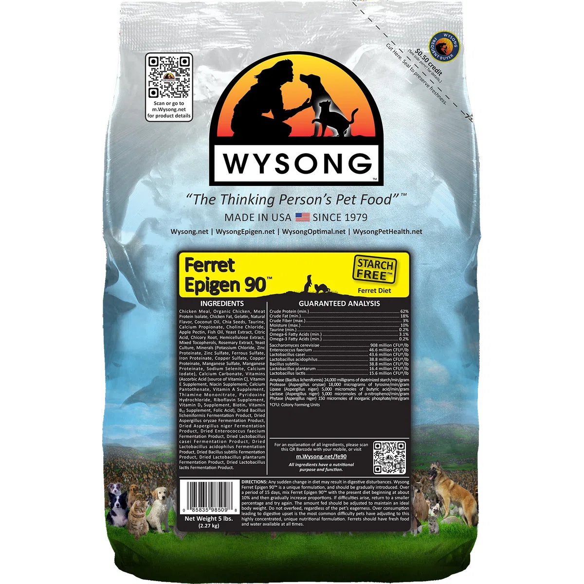 Wysong Ferret Epigen 90 - Alimento Natural seco sin almidón para Hurones, marrón, número de Modelo: WDFE905