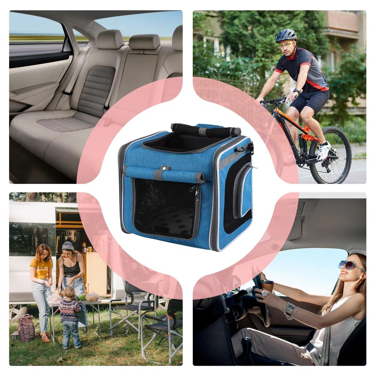 Cesta para Perros en Bicicleta, Transportín Delantero para Perros en Bici, Mochila Ajustable con Ventilación para Excursiones Y Paseos