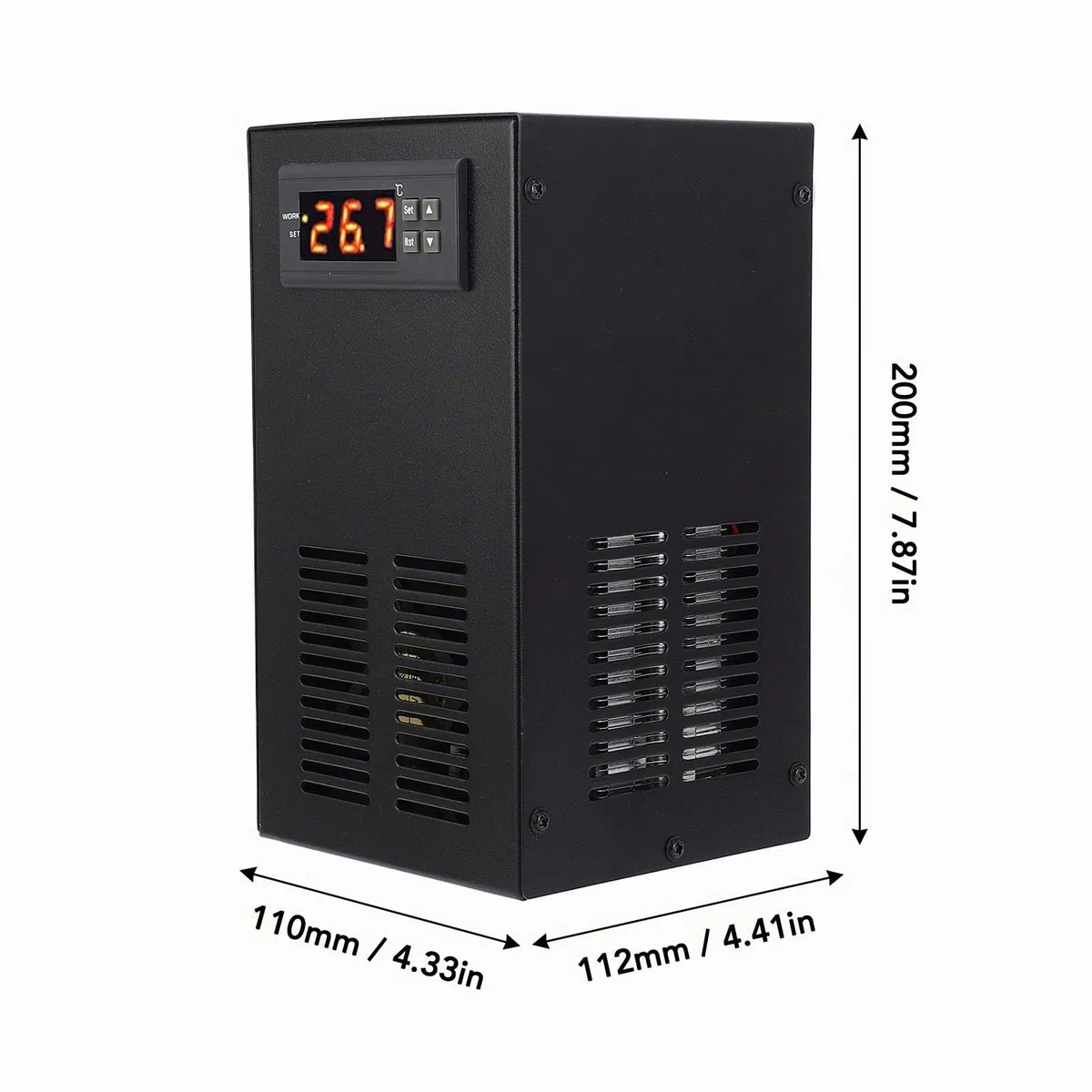 FTVOGUE Enfriador de Acuario, Pantalla Digital, Temperatura Ajustable, Enfriador de Tanque de Peces con Estructura Estable para Tanque de Plantas Marinas de Agua Dulce de 20L (Enchufe de la UE)