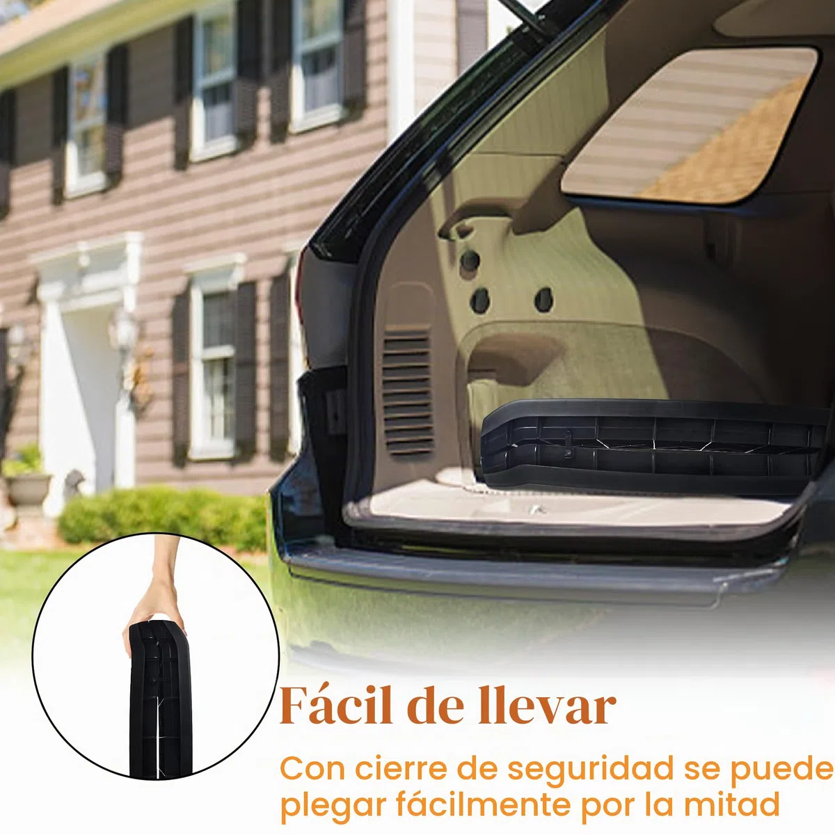 UISEBRT Rampa para auto plegable para perros, rampa para coche, ayuda para subir, antideslizante, robusta, hasta 90kg, 156 x 40cm, Negro