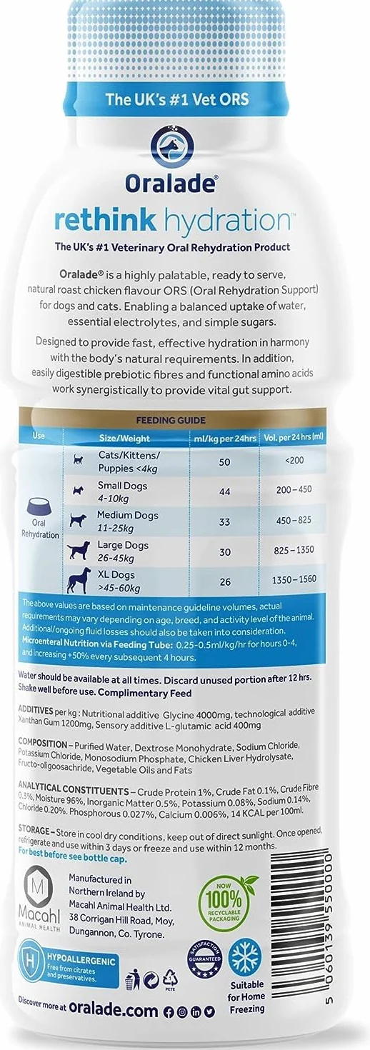 oralade Advance GI + Apoyo de Rehidratación Oral | Paquete Triple | 3 x 500 ml | Suplemento Dietético Líquido para Perros y Gatos | para la Nutrición Microenteral