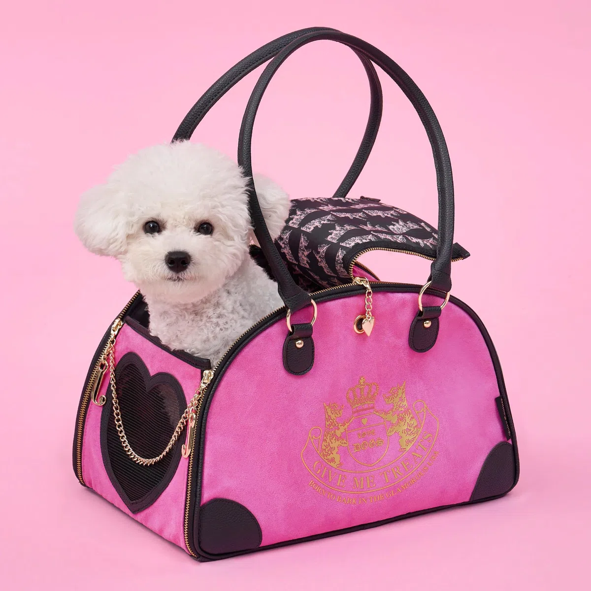 Juicy Couture Give Me Treats - Elegante Bolsa de Viaje Rosa Intenso para Perros y Gatos pequeños