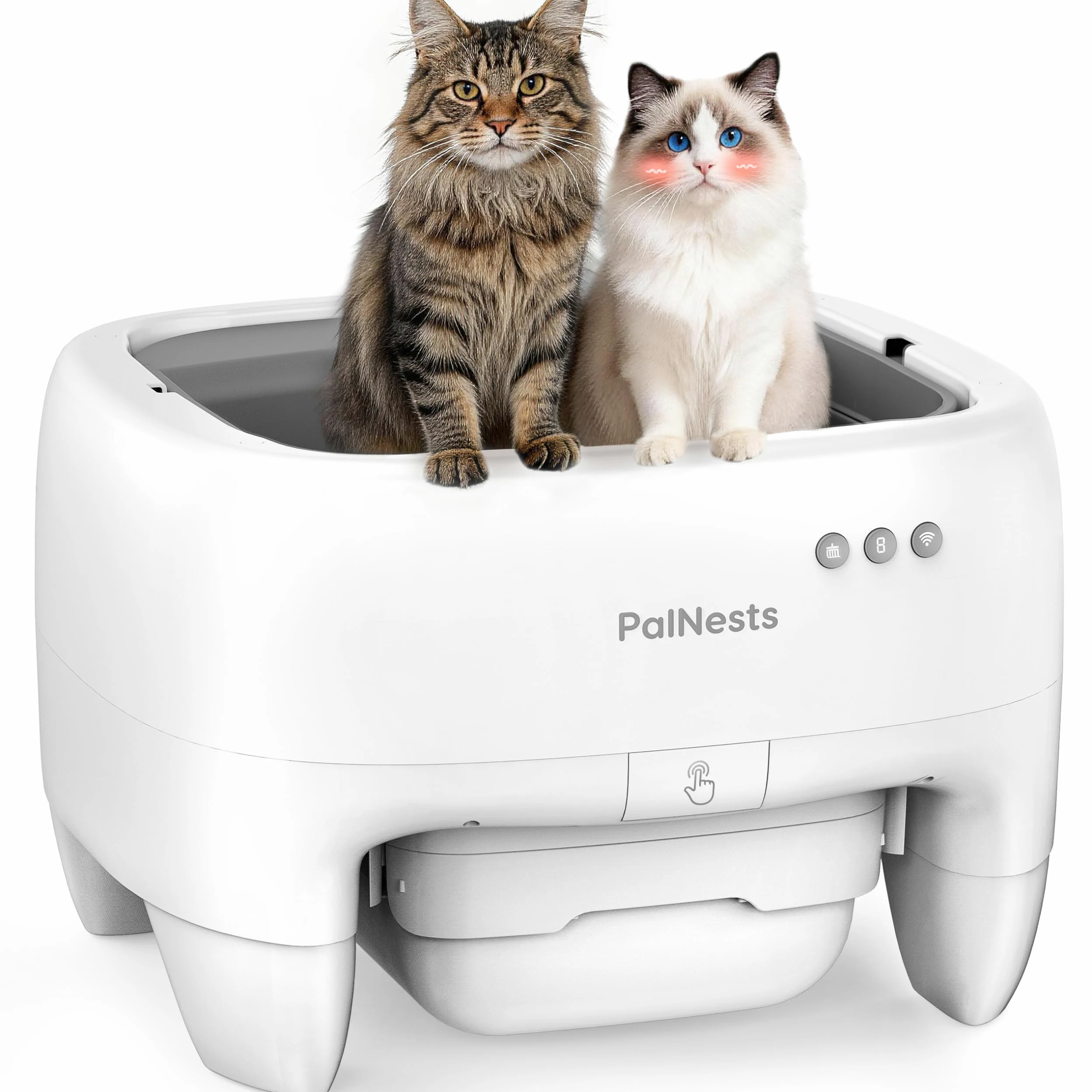 Arenero Gatos Autolimpiable, Seguridad Antipellizcos, Entrada Superior Abierto para Gatos Grandes y Múltiples, Control APP, Desodorización, Inodoro Inteligente para Gato Extra Grandes, Blanco
