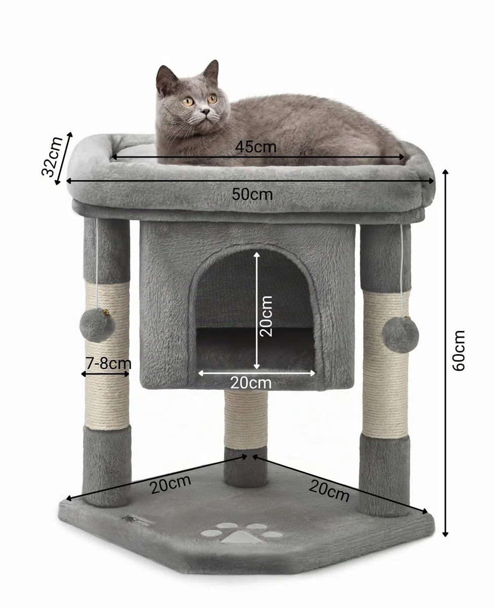 lionto Árbol rascador para Gatos Altura 60 cm, Gris Oscuro