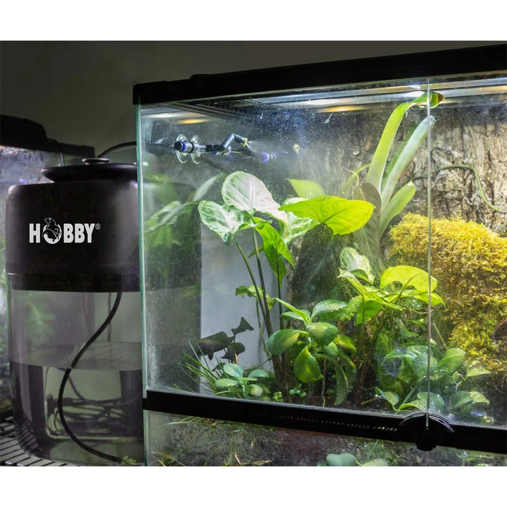 Hobby Terraristik Easy Rain I Sistema de riego automático para terrarios I Sistema de aspersión Regulable para Reptiles, Anfibios y hábitats de Plantas, Sistema de humidificación eficiente con