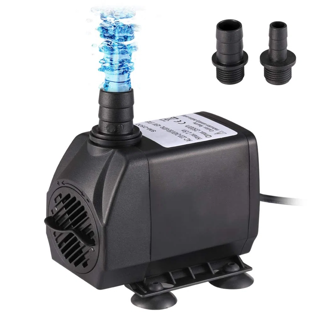 Bomba de Agua Sumergible 4000L/H 80W para Acuario Estanque Pecera Fuente Circulación de Agua Dulce y Marino con 4 Boquillas 4m de Altura