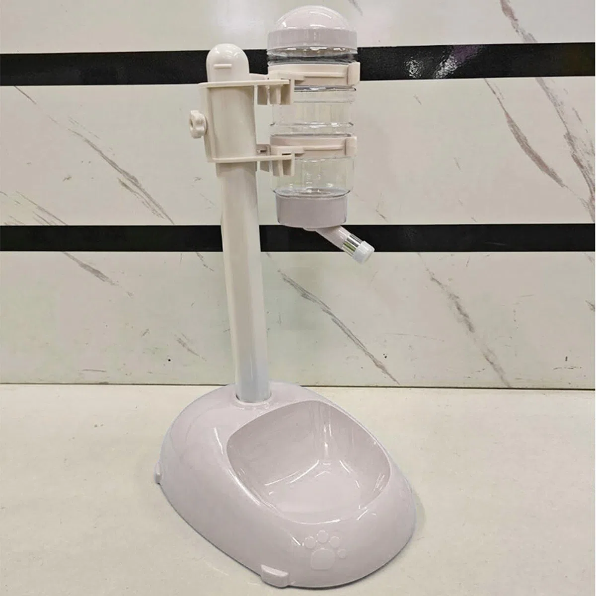 Asixxsix Alimentador de Dispensador de Agua de Pie para Mascotas, Ajustable, Tazón de Gato Perrito de 500 Ml de Capacidad Desmontable para Alimentador Automático de Agua con Soporte