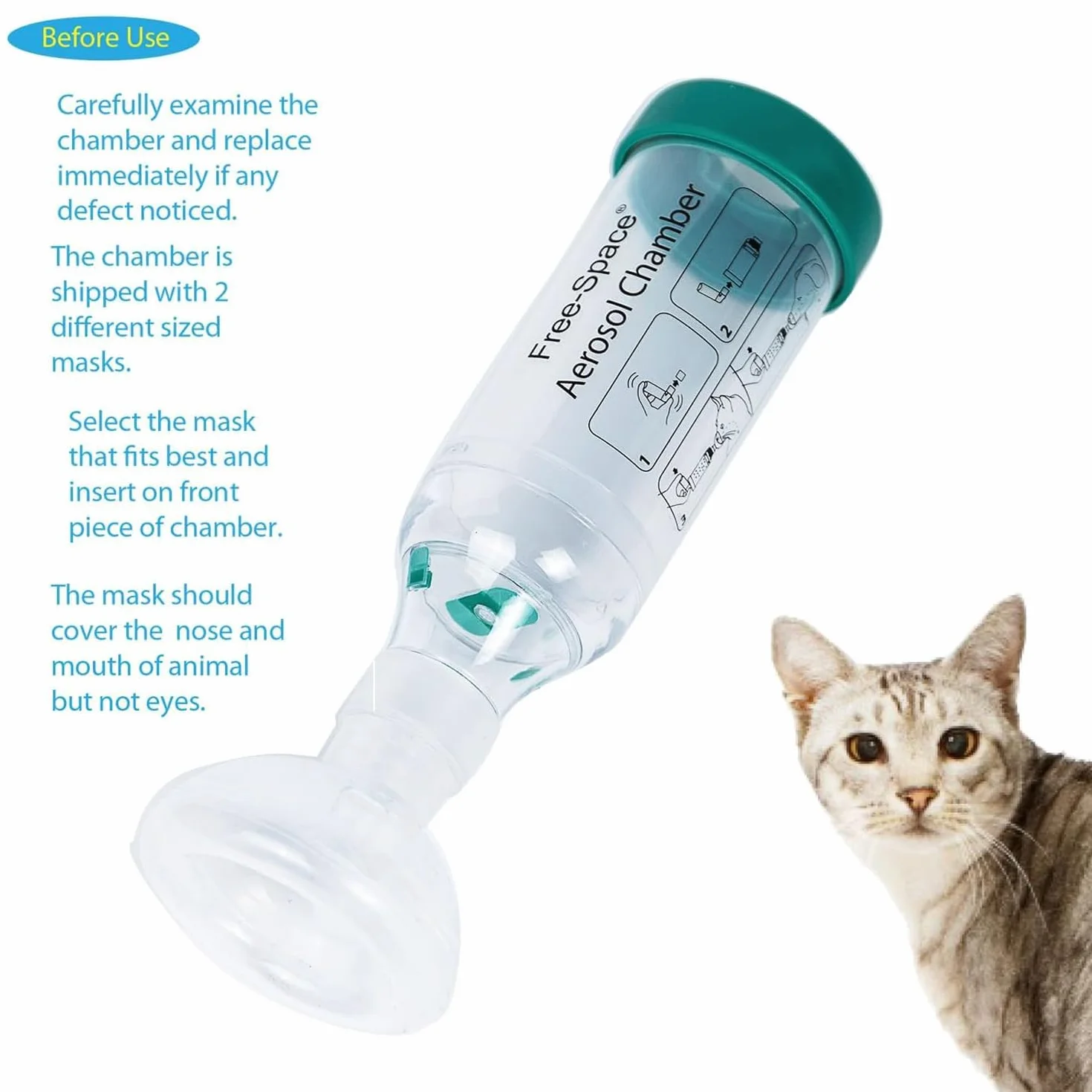 Cat Inhaler Spacer, Inyector de Cámara de Aerosol felino - Inhalador de asma Spacer para Gatos - Ayuda a los Gatos con la Respiración y la Administración de medicamentos