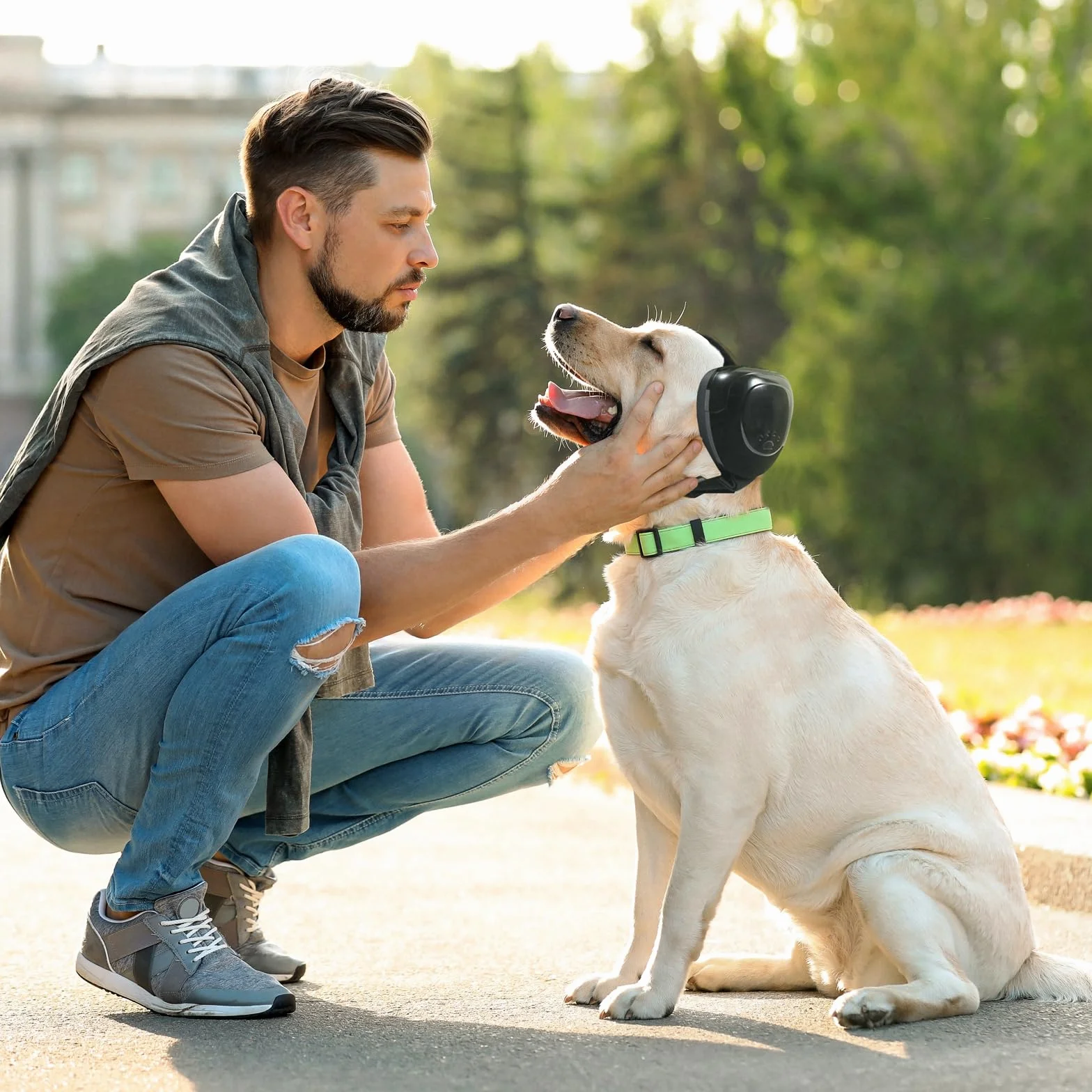 Orejeras para Perros, Protección Auditiva para Perros, Ajustable, Reducción de Ruido, Auriculares para perros (L, Blanco)