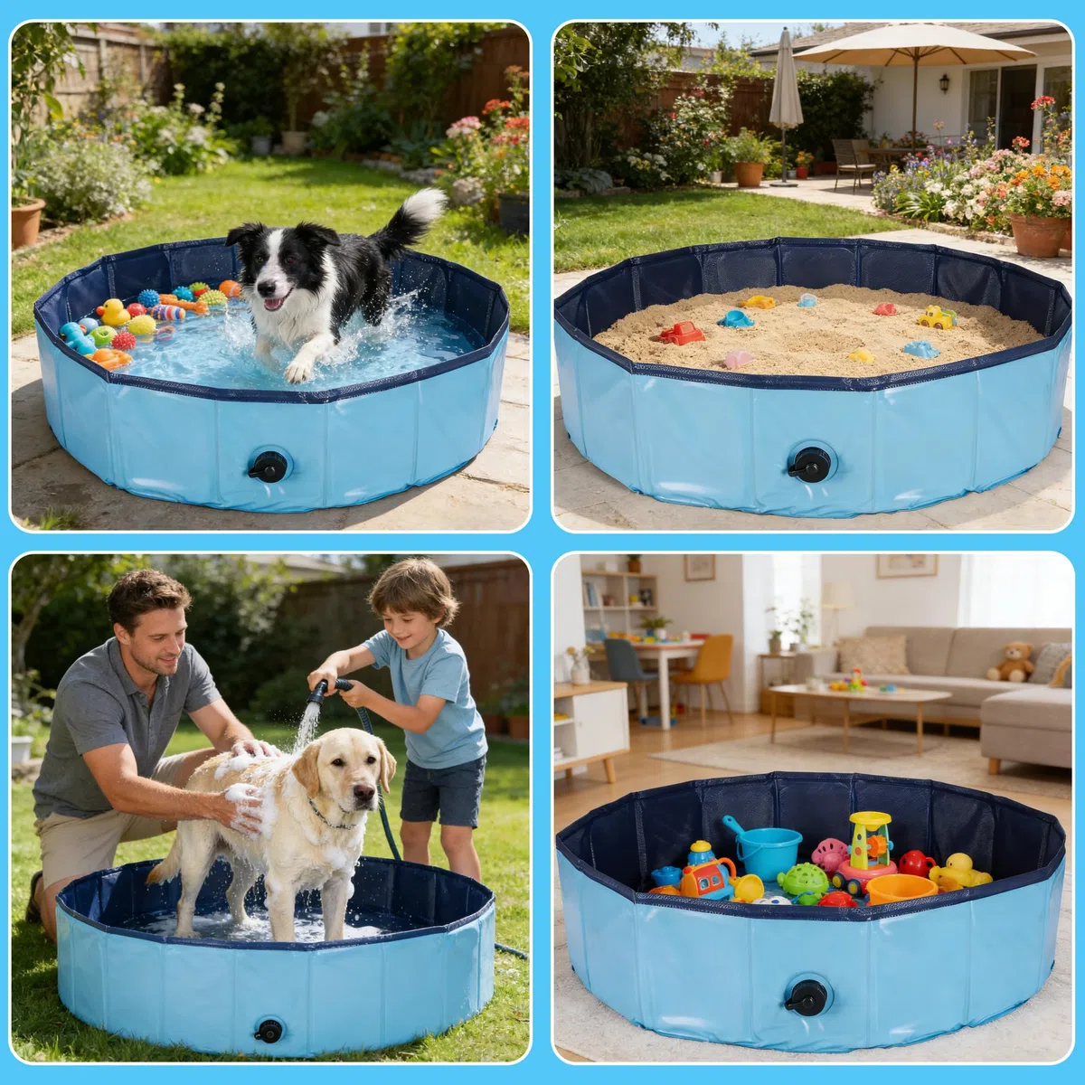 Piscina plegable para perros, utilizable como piscina para chapotear, bañera para perros, piscina o piscina de bolas para perros pequeños y grandes, 160x30cm