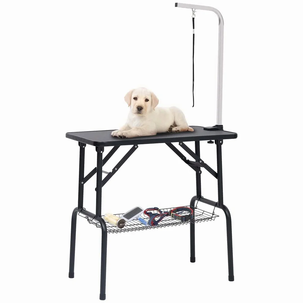 Genérico Mesa de Aseo Ajustable para Perros con 1 Lazo y Cesta,Producto para Mascotas y Animales,Productos para Mascotas,Productos de higiene para Mascotas,Negro,12.05 kg,171067