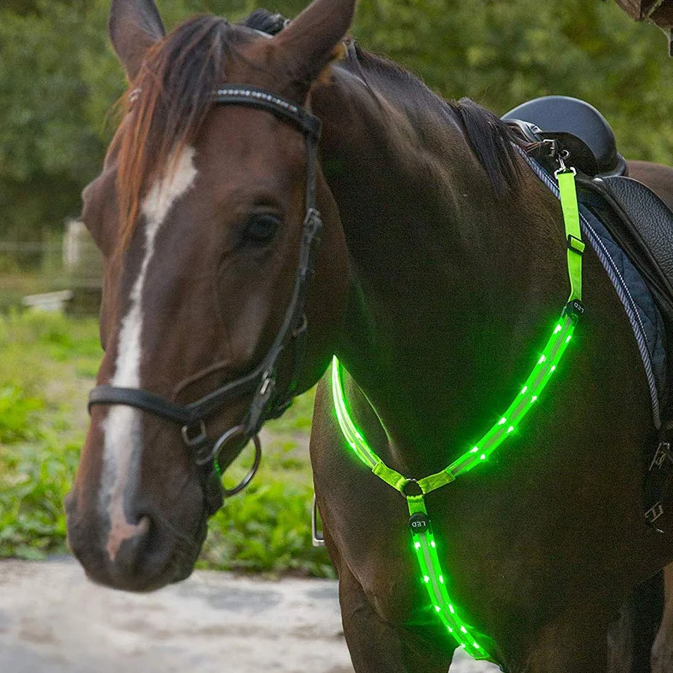 Cortavientos LED para Caballos, con Placa para el Cuello, Alta Visibilidad, para Montar a Caballo, Equipo de Seguridad Ajustable