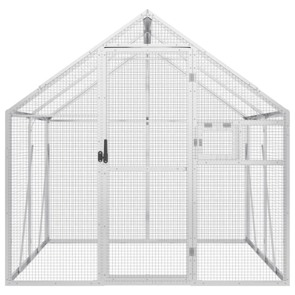 IKAYAA Pajarera Exterior en Jardín, Jaula Grande para Aves, Casa para Aves Exóticas, Voladera de Jardín 1,79x2x1,85 m Plateado