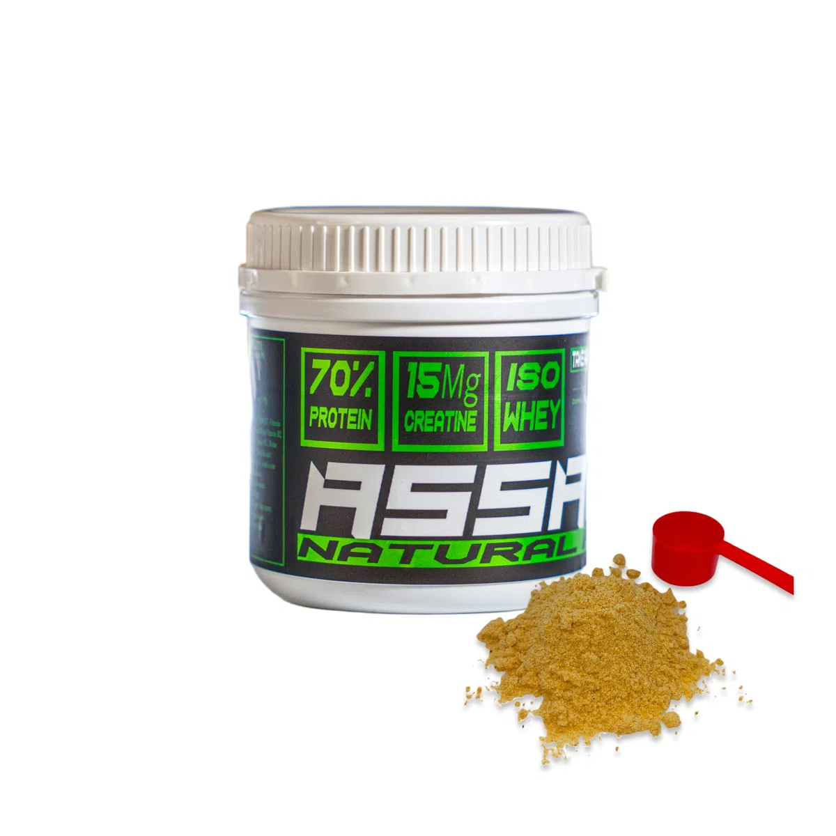 Assault Natural Powder 250 Suplemento muscular para perros, proteína del suero concentrado W.P.C. 80%, aminoácidos, B.C.A.A., Creatina 15.000 mg, crecimiento y definición muscular, polvo