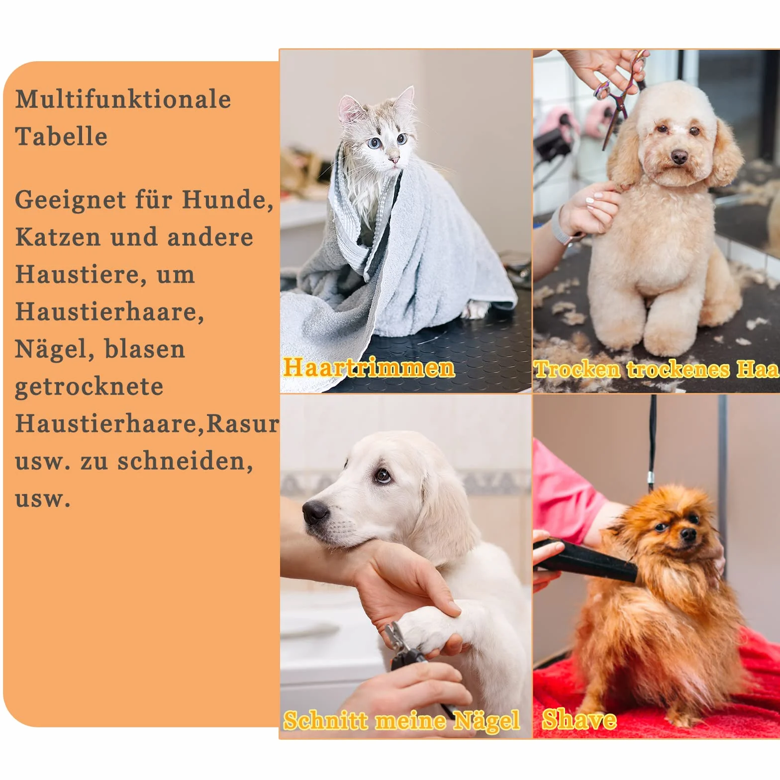 Aufun Camilla para perros, 113x60x76 cm Camilla para perros estable con horca regulable en altura y 2 bucles,plegable,mesa de baño para perros,peluquería canina,hasta 100 kg
