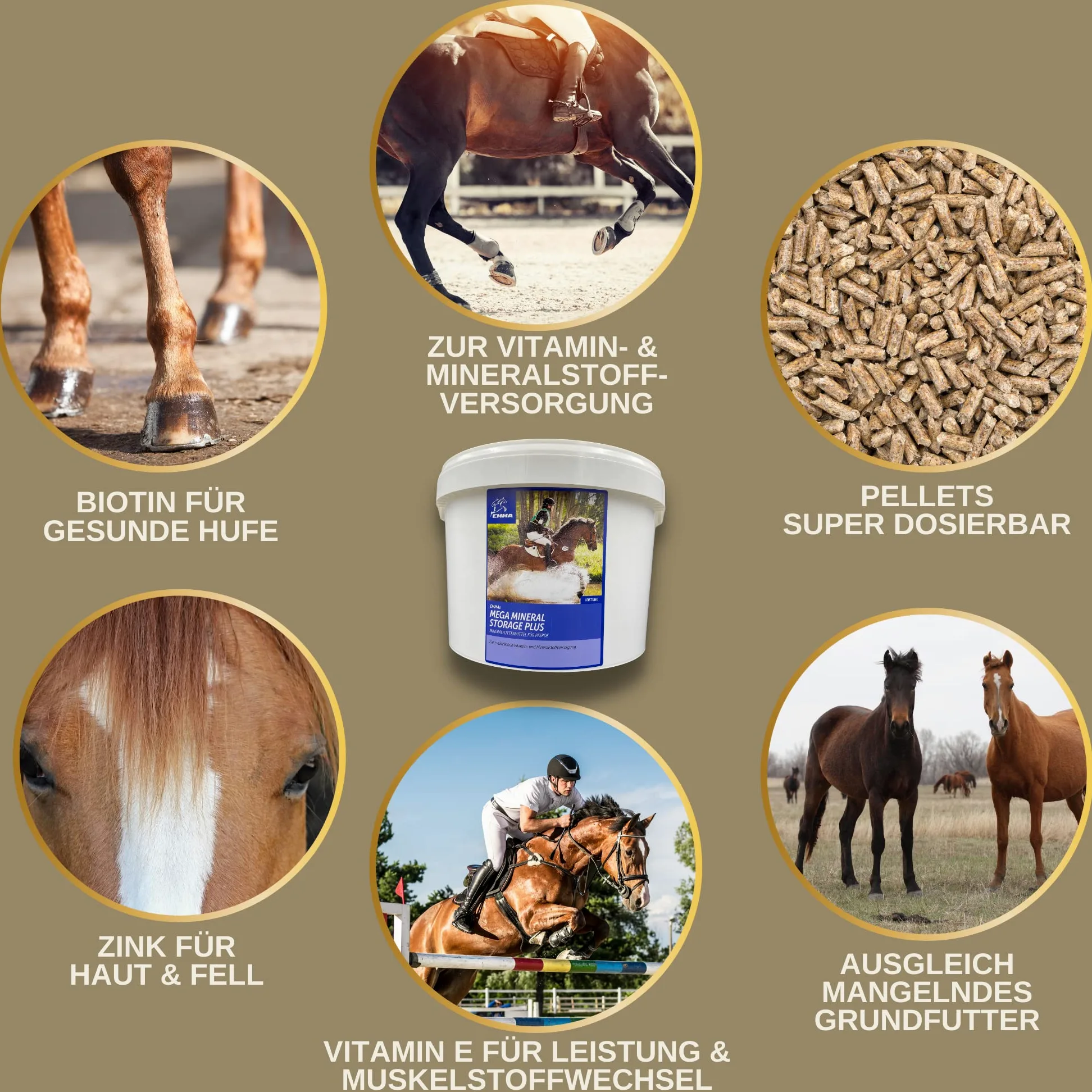 Alimento Mineral para Caballos Complejo de Vitamina b I biotina manganeso Zinc Caballo I Selenio Vitamina D A C B12 I minerales magnesio I Vitamina E I levadura de Cerveza I biotina Zinc Selenio 5Kg