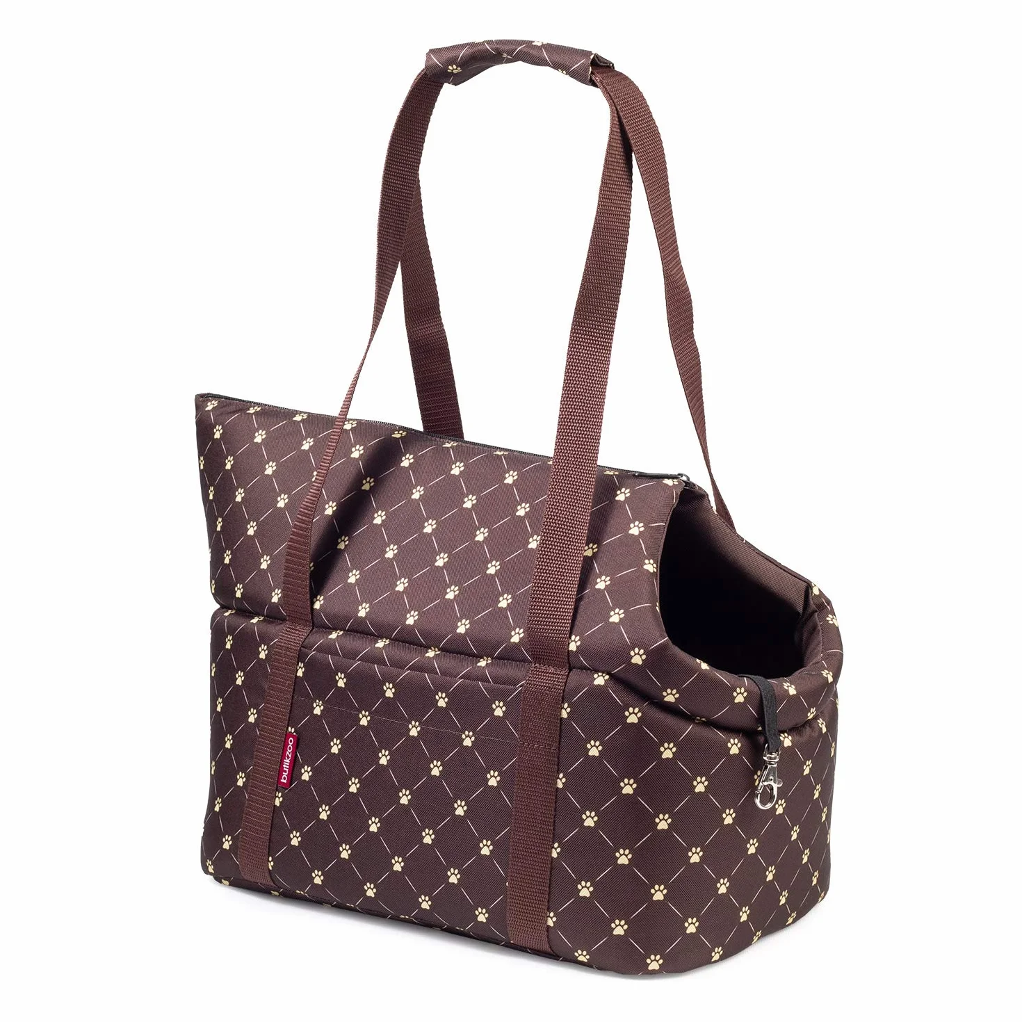 Bolsa para perros – Marrón/Patrón: Patas, M a 10 kg – Bolsa de transporte para perros pequeños y medianos – Perros y gatos